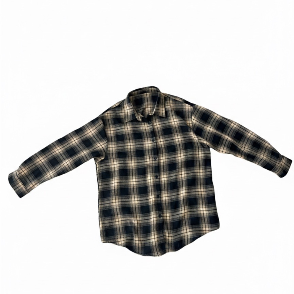 Amazon Plaid Black and Tan Plaid Relaxed Fit Shirt, Soft